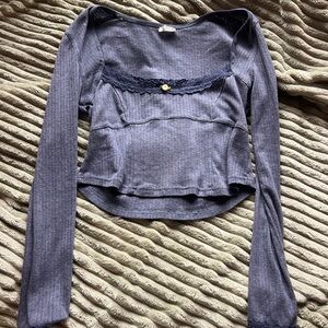 Free People long sleeve lace crop top